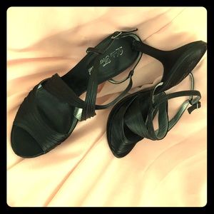 Black crisscross heels